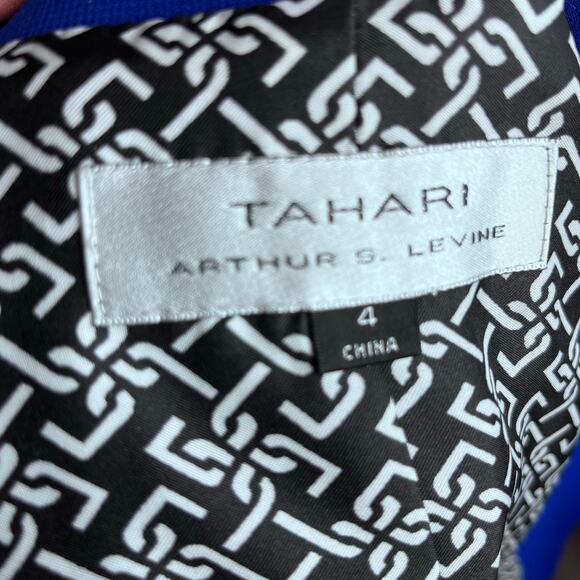 Tahari Cobalt Blue Blazer 4 Stitched Shawl Collar Career Party Preppy Old Money - Picture 5 of 5